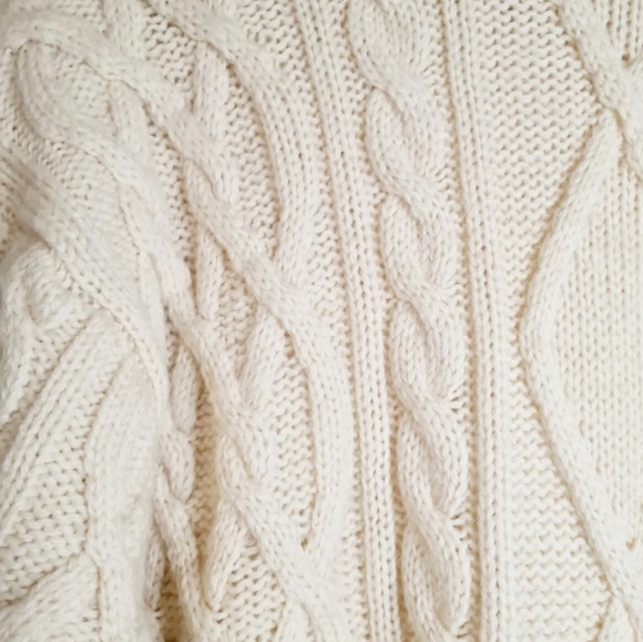 Vintage M&S Pure Wool Cream Cable Knit Scandi Chunky  Size L 42" Chest - Picture 6 of 10